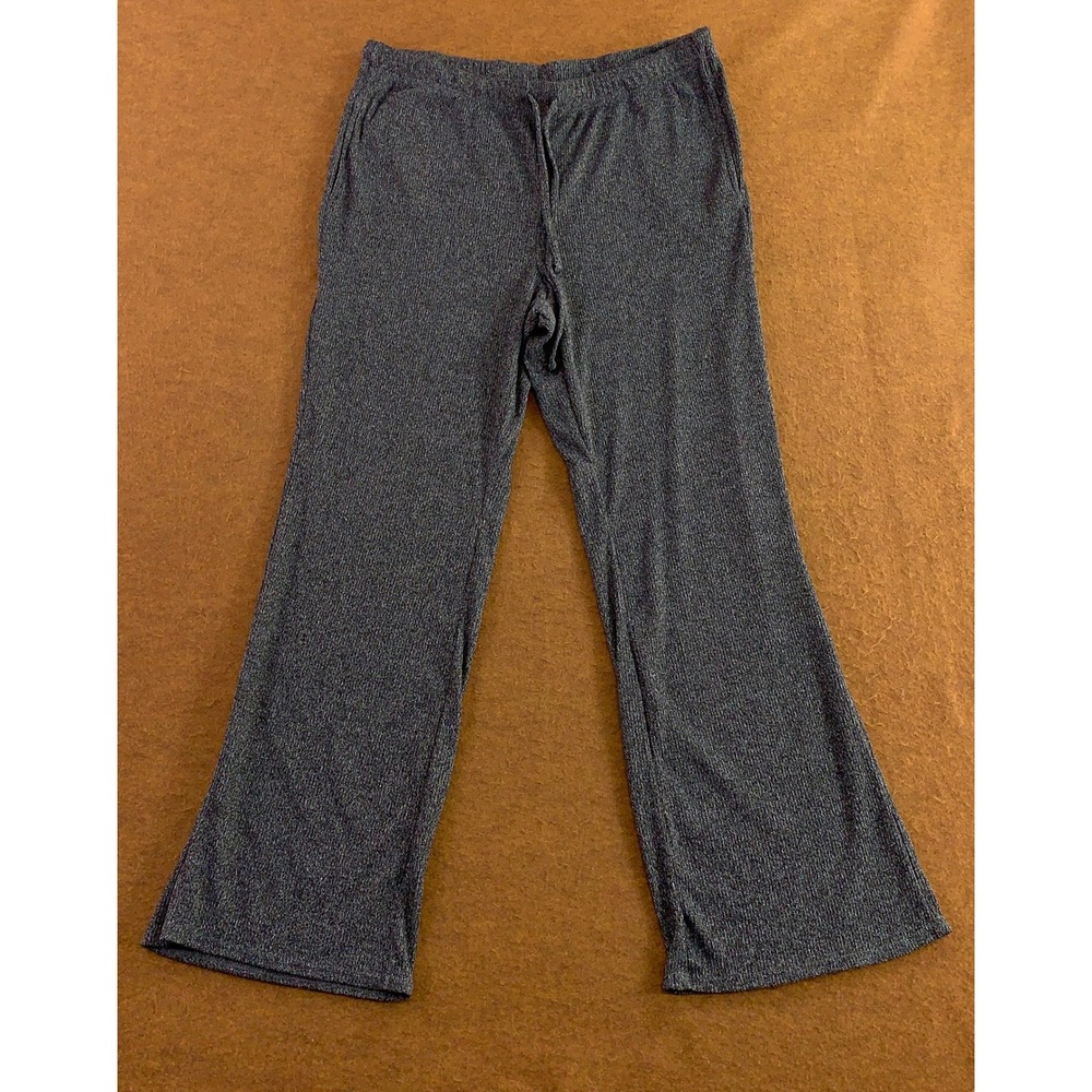 Eddie Bauer Womens XL Gray Ribbed Knit Wide Leg Lounge Pants New
